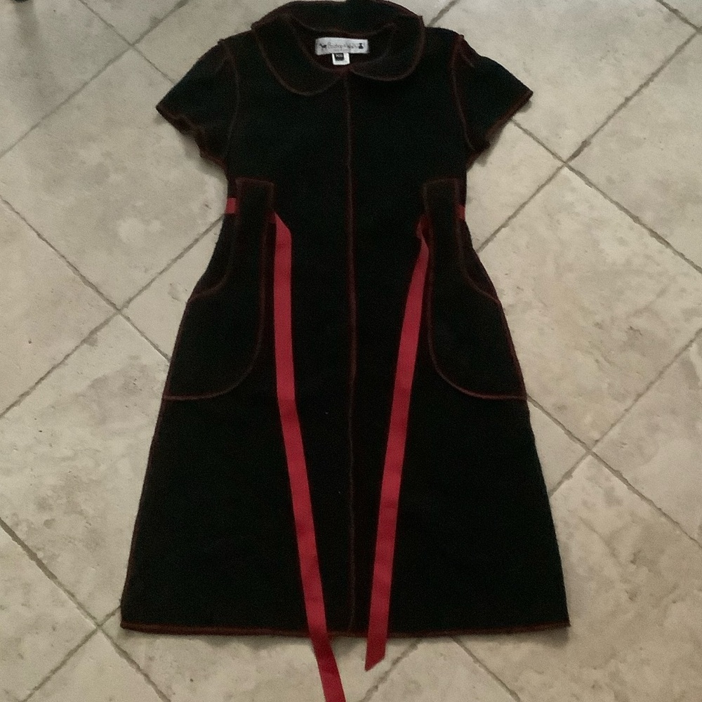 Dark Grey Dress with Red Accents